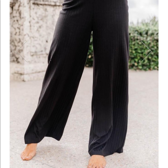 NWOT Saving Grace Ribbed Flare Black Pants - Picture 6 of 7